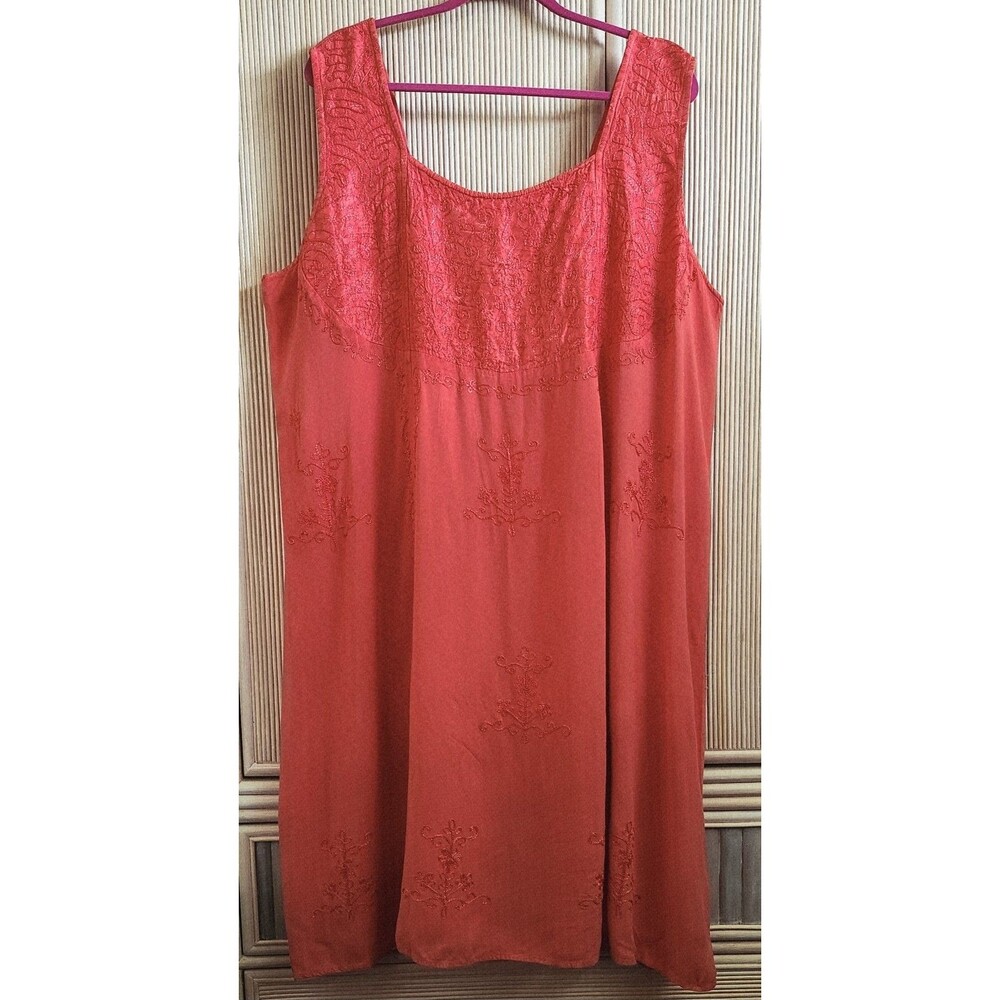 OSO Casuals Women's Dress Size 2X Salmon Peach Sleeveless Summer Beach Cruise